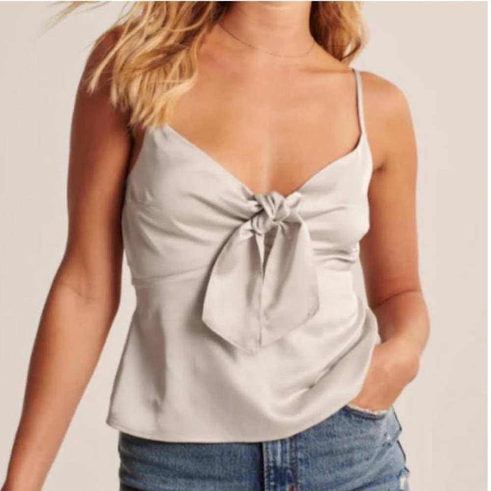 Abercrombie Black Tie Front Tank Top